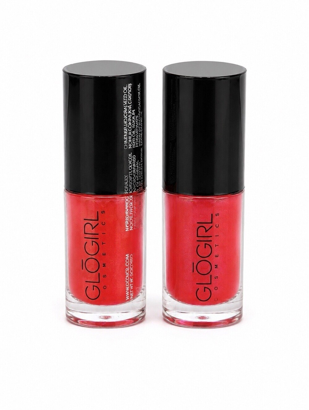 GLO GIRL Cosmetics Lip Gloss Set of 2 Red Shimmer Moisturizing Lip Gloss New